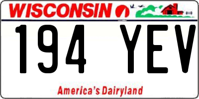 WI license plate 194YEV