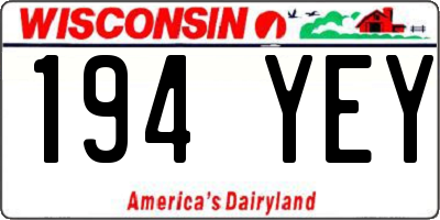 WI license plate 194YEY