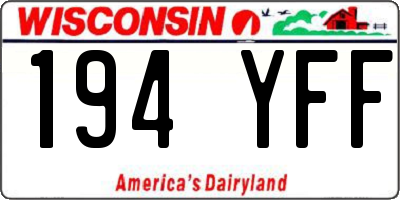 WI license plate 194YFF