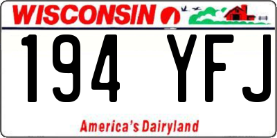WI license plate 194YFJ