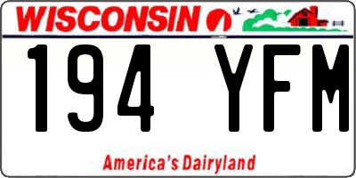 WI license plate 194YFM