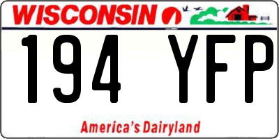 WI license plate 194YFP