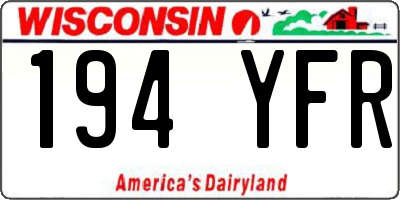 WI license plate 194YFR