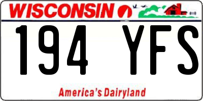 WI license plate 194YFS