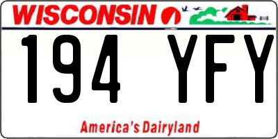WI license plate 194YFY
