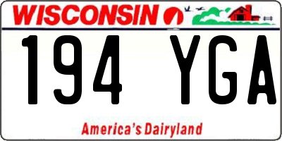 WI license plate 194YGA