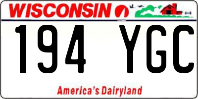 WI license plate 194YGC