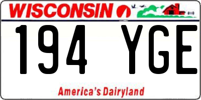 WI license plate 194YGE
