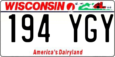 WI license plate 194YGY