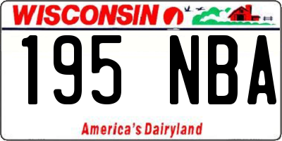 WI license plate 195NBA