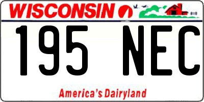 WI license plate 195NEC