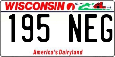 WI license plate 195NEG