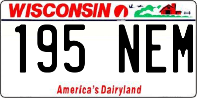 WI license plate 195NEM