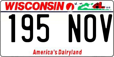 WI license plate 195NOV