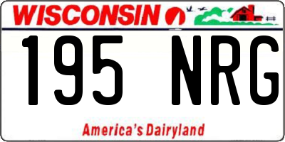 WI license plate 195NRG