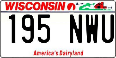 WI license plate 195NWU