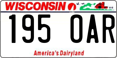 WI license plate 195OAR