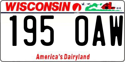WI license plate 195OAW