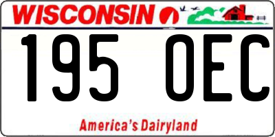 WI license plate 195OEC