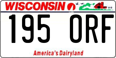 WI license plate 195ORF