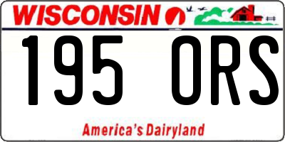 WI license plate 195ORS