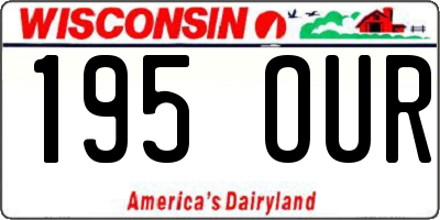 WI license plate 195OUR