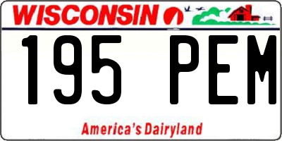 WI license plate 195PEM