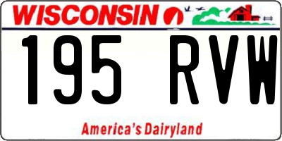 WI license plate 195RVW