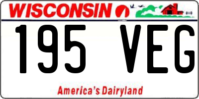 WI license plate 195VEG