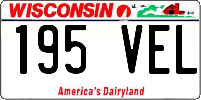 WI license plate 195VEL
