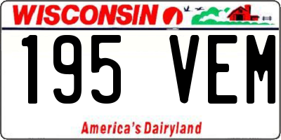 WI license plate 195VEM