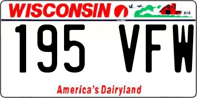 WI license plate 195VFW