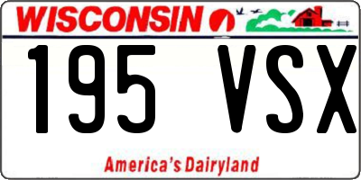 WI license plate 195VSX