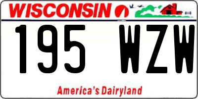 WI license plate 195WZW