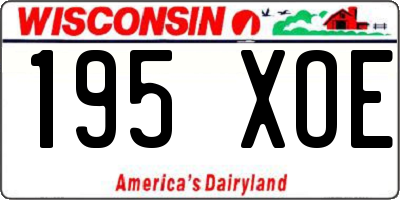 WI license plate 195XOE
