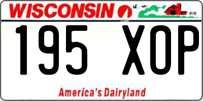 WI license plate 195XOP