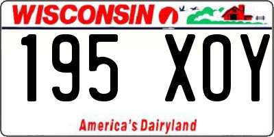 WI license plate 195XOY