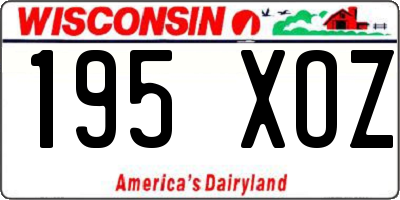 WI license plate 195XOZ