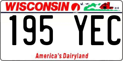WI license plate 195YEC