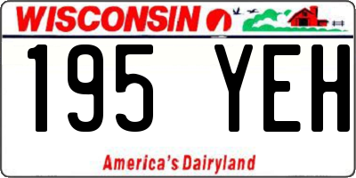WI license plate 195YEH