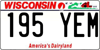 WI license plate 195YEM