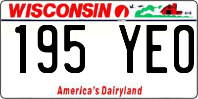 WI license plate 195YEO