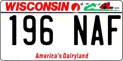 WI license plate 196NAF