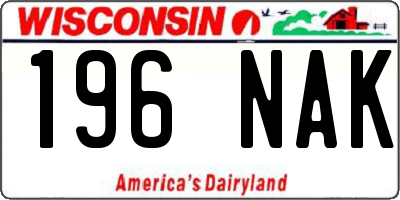 WI license plate 196NAK