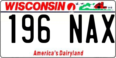WI license plate 196NAX