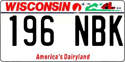 WI license plate 196NBK