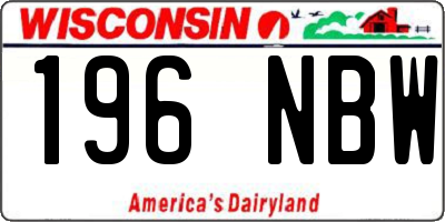 WI license plate 196NBW