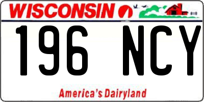 WI license plate 196NCY