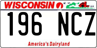 WI license plate 196NCZ