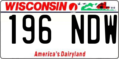 WI license plate 196NDW